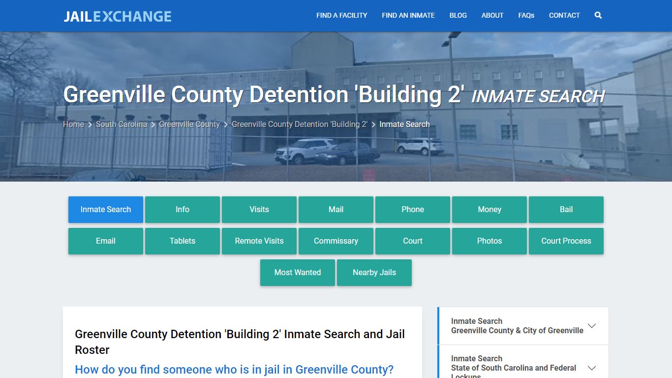 Greenville County Detention 'Building 2' Inmate Search - Jail Exchange